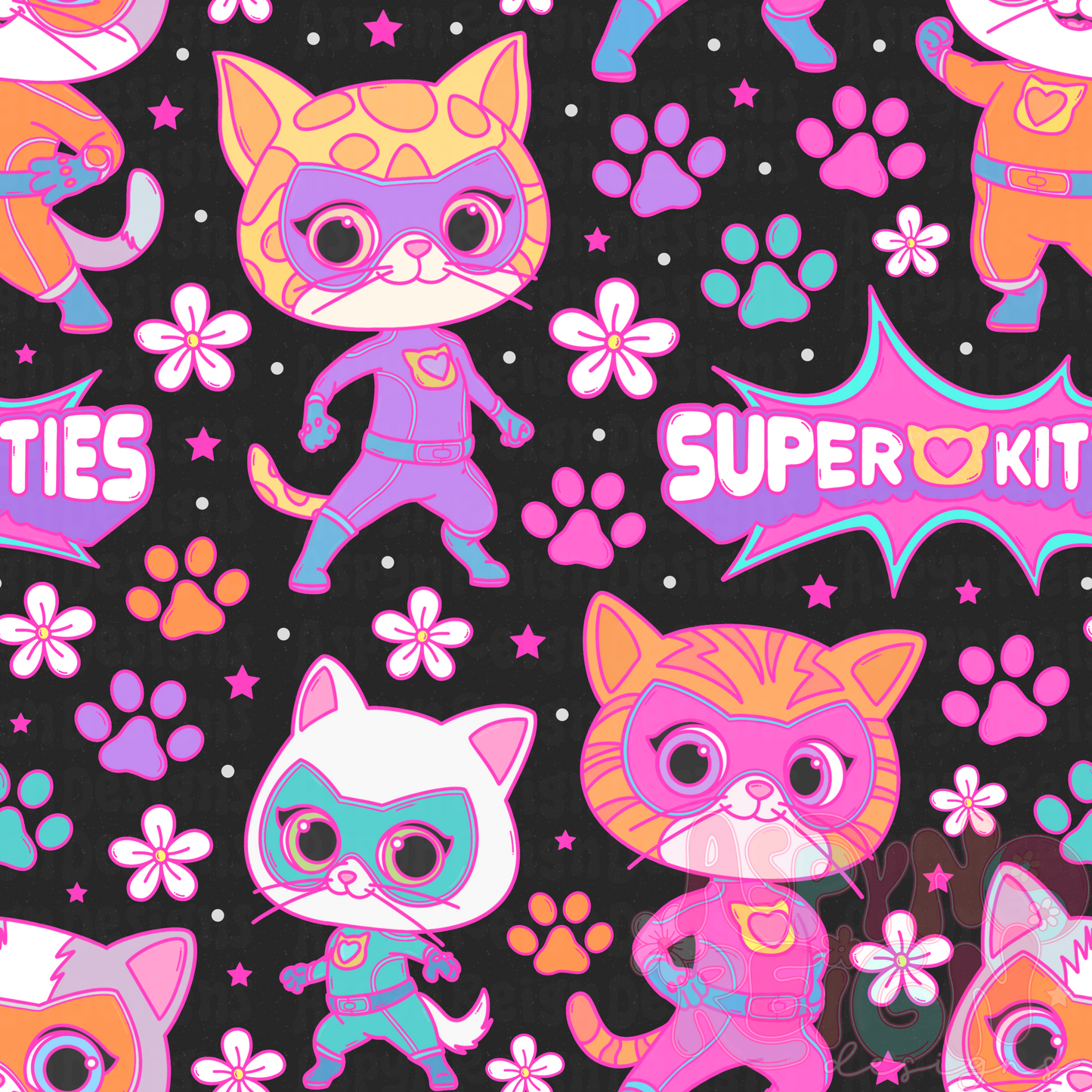 Super Kitties | Black Background