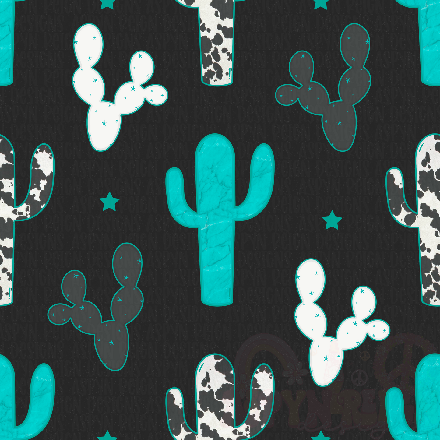 Western Cactus | Black Background