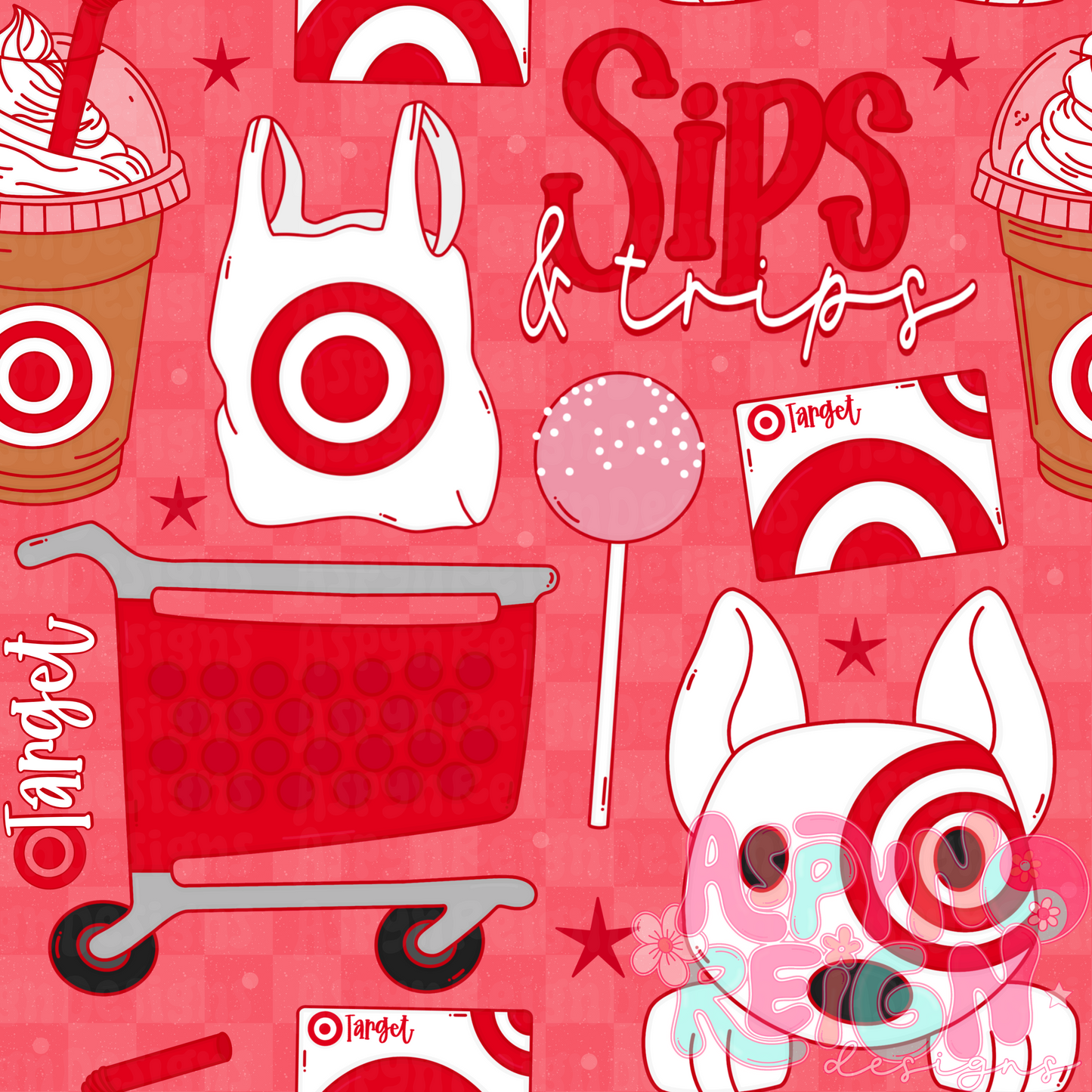 Sips & Trips | Red Checkered Background