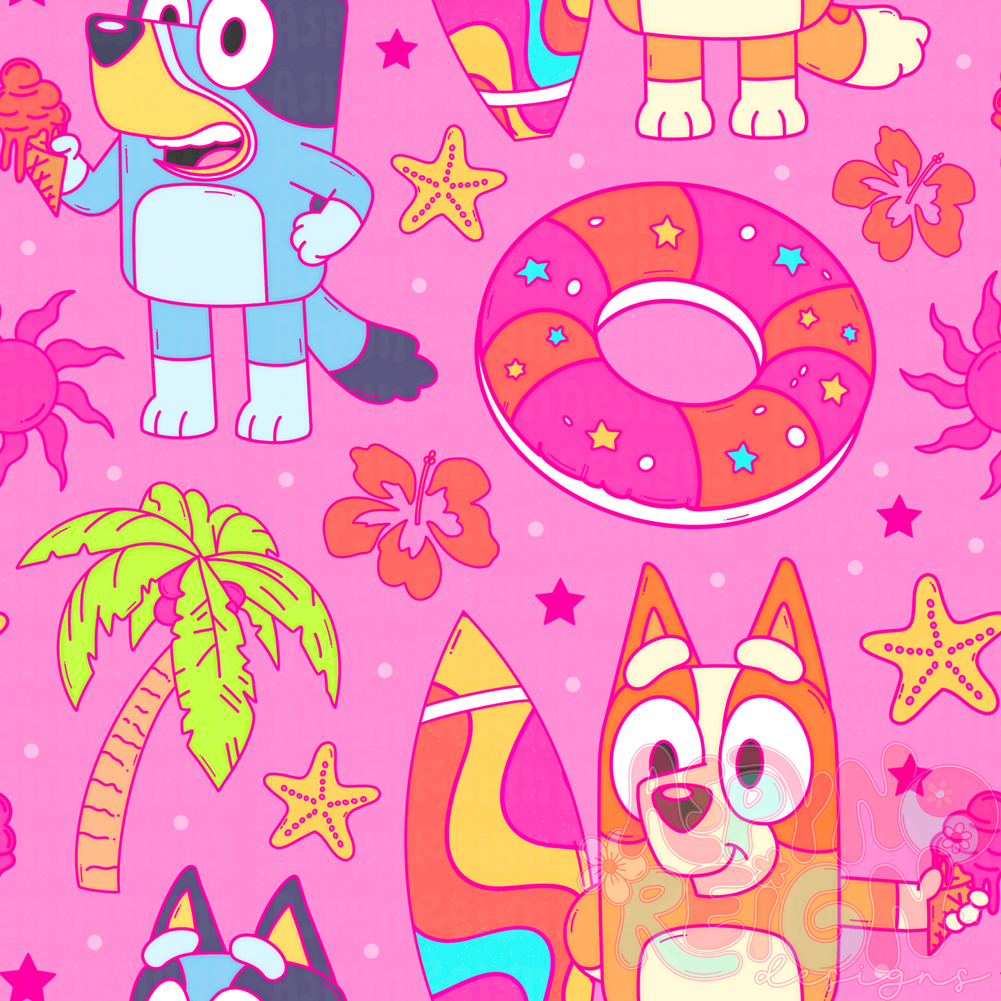 Heeler Summer | Pink Background