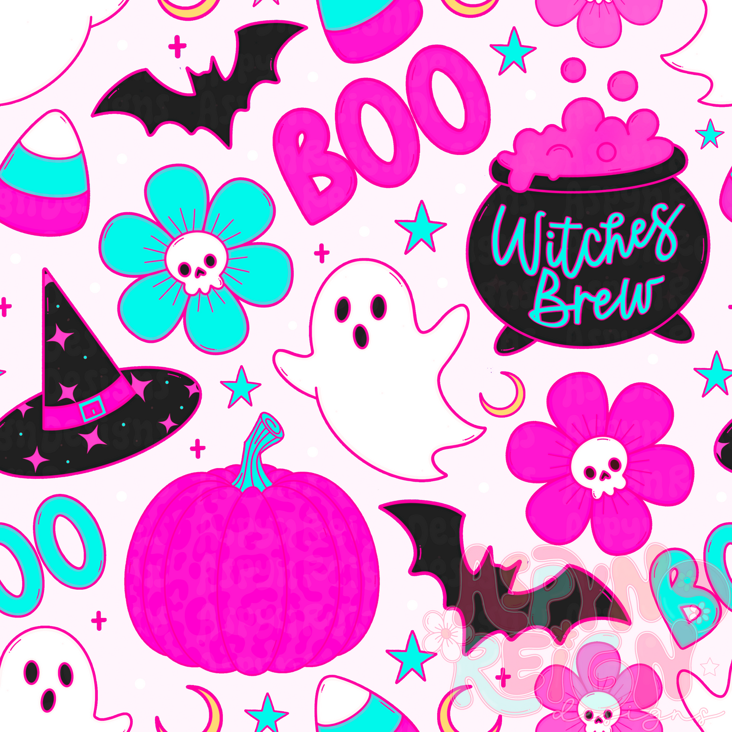 Blue & Pink Cutesy Halloween | Light Background