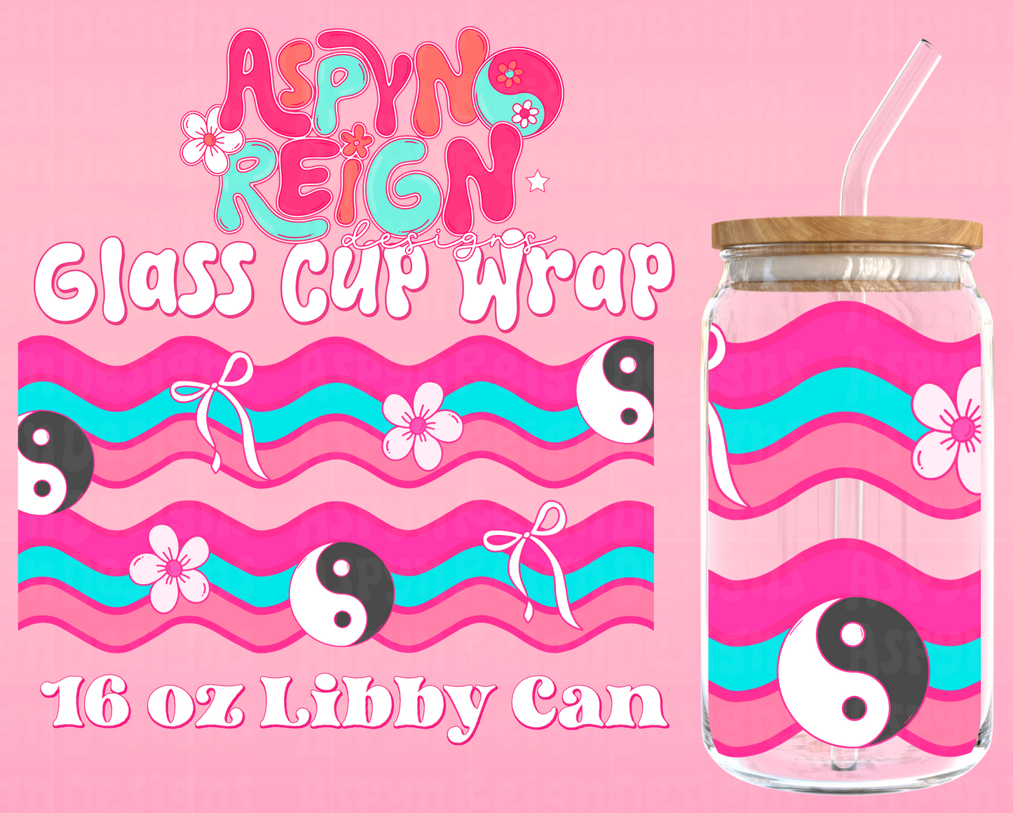 Groovy Wavy Lines | 16 oz Libbey Cup Wrap PNG