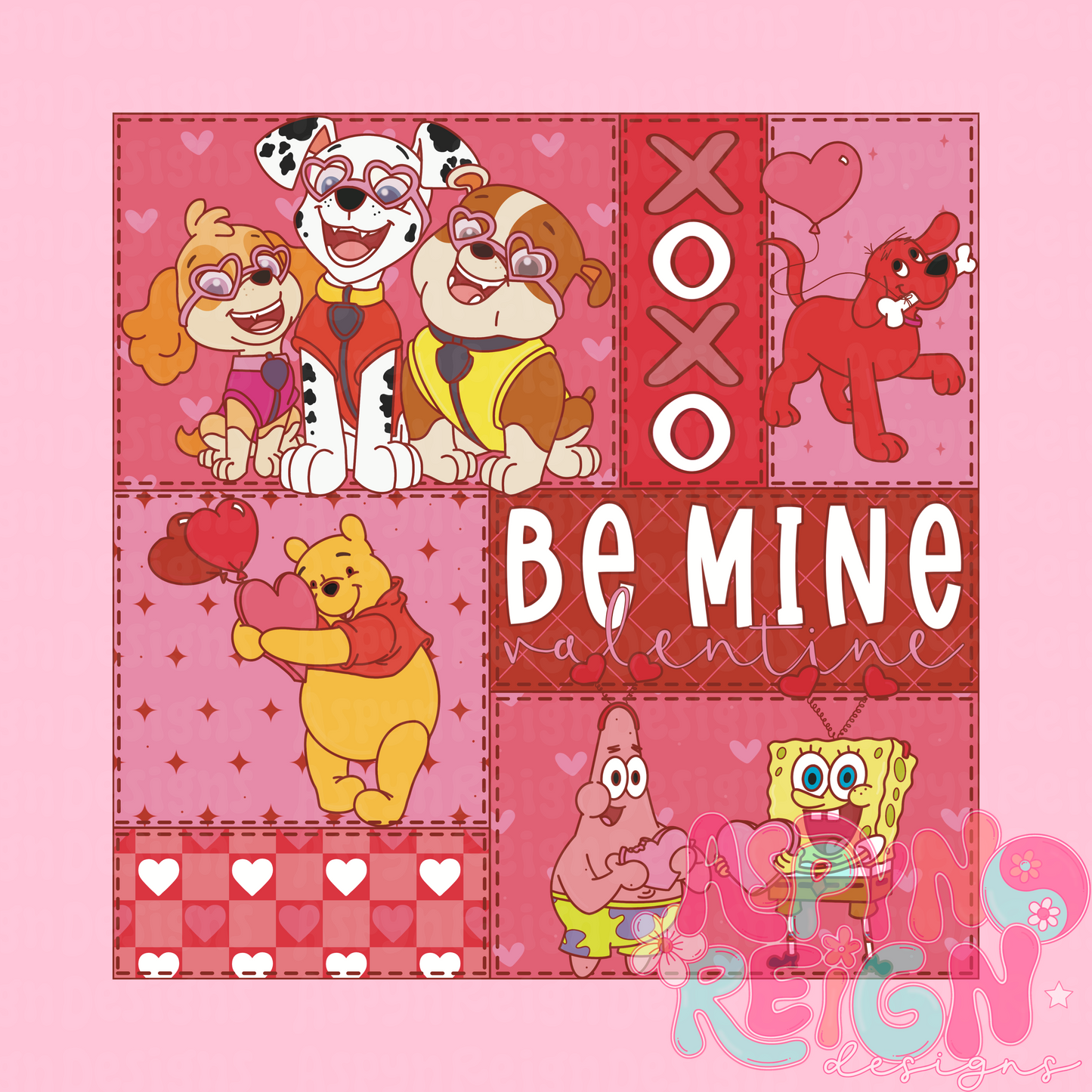 Character Valentines Patchwork | PNG
