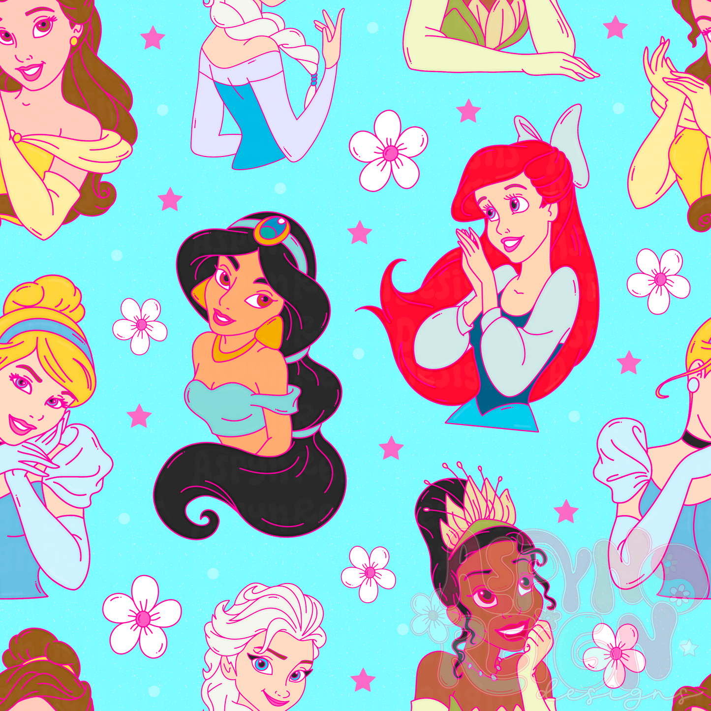 Princess Mash Up | Blue Background