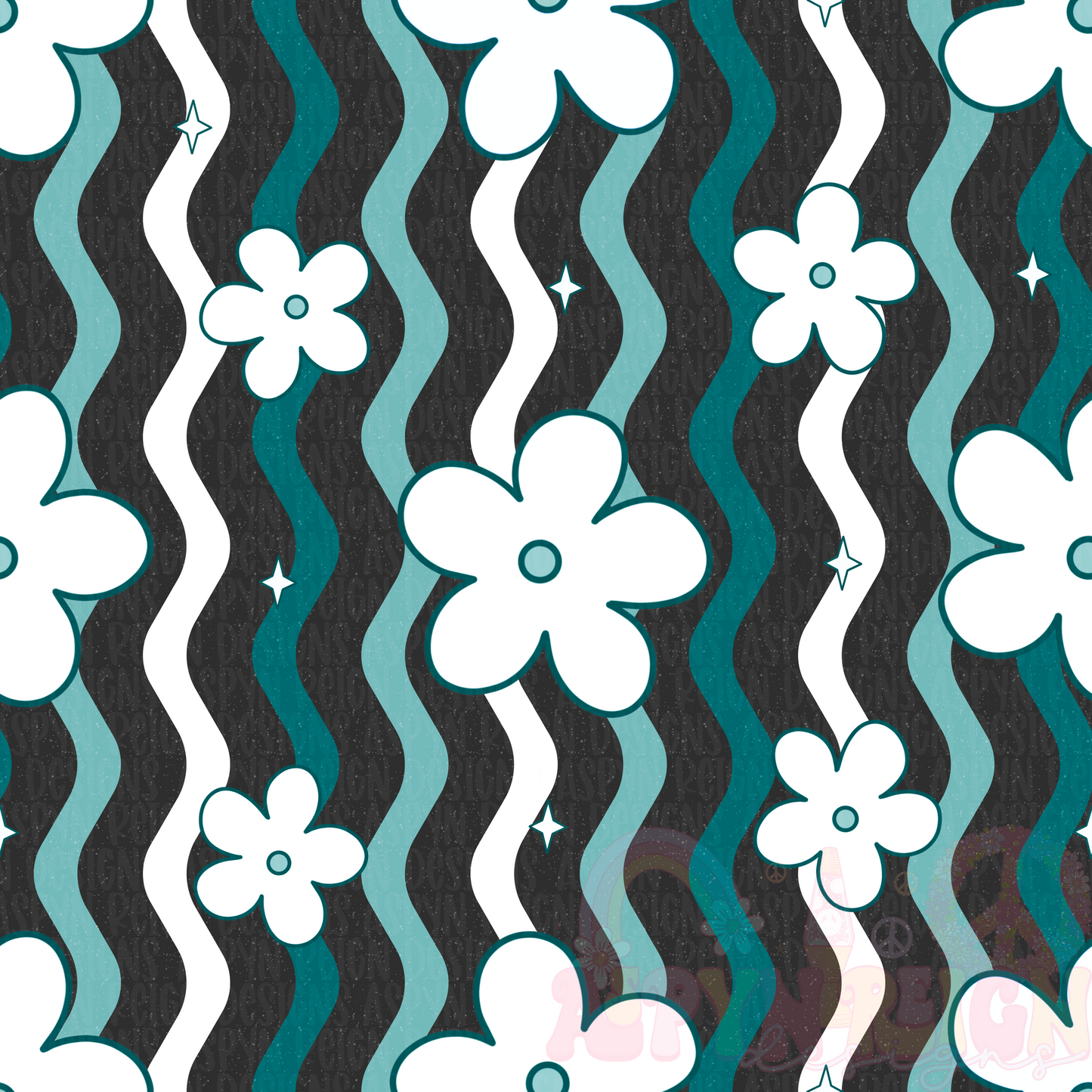 Groovy Wavy Floral | Blue