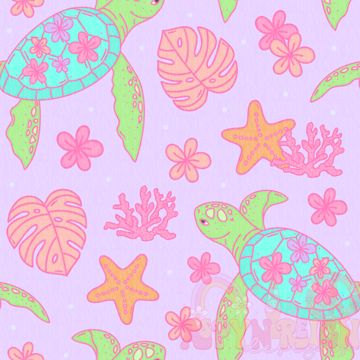 Sea Turtles | Purple Background