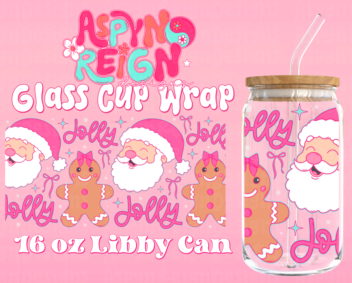 Coquette Santa & Gingerbreads | 16 oz Libbey Cup Wrap PNG