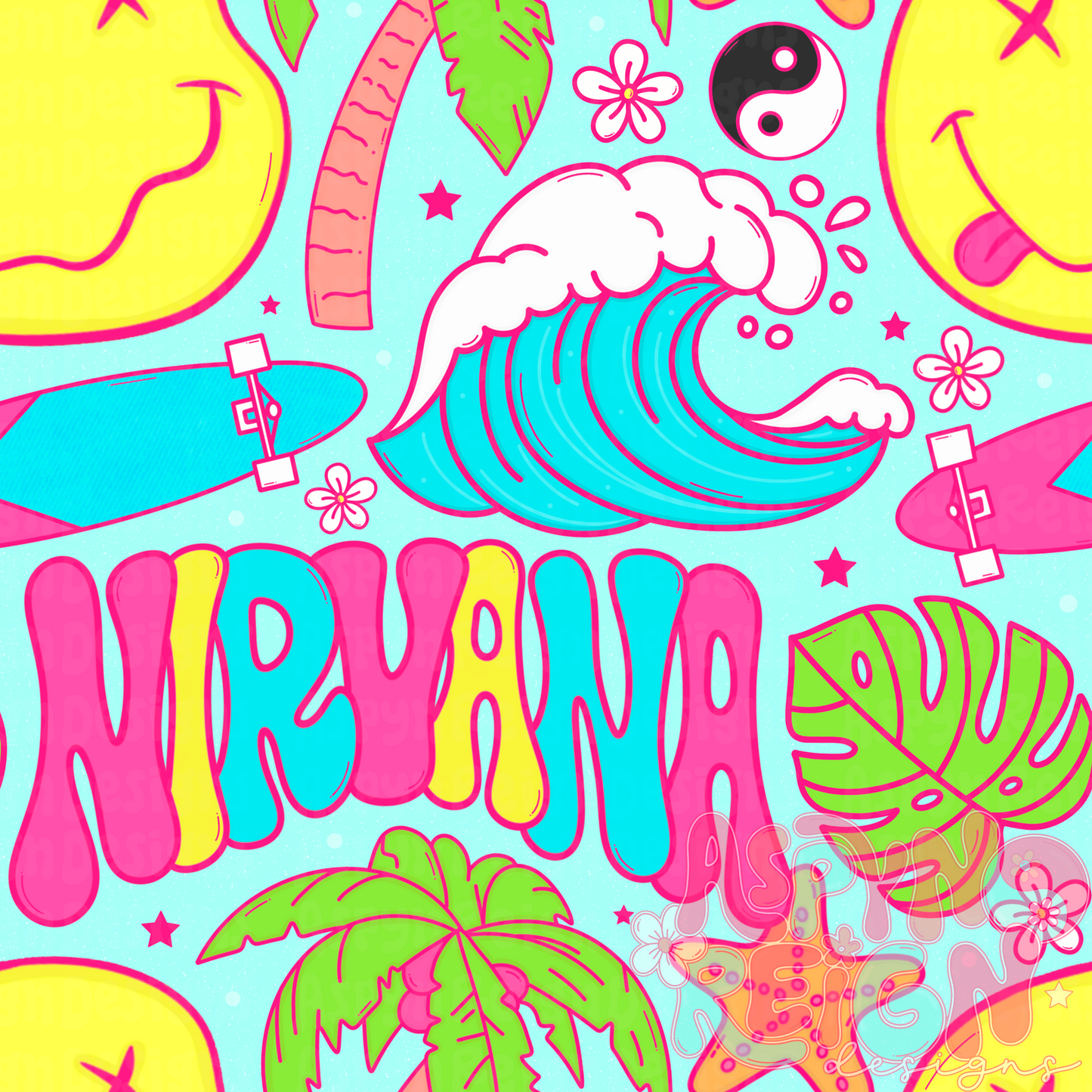 Girly Smiley Summer | Blue Background