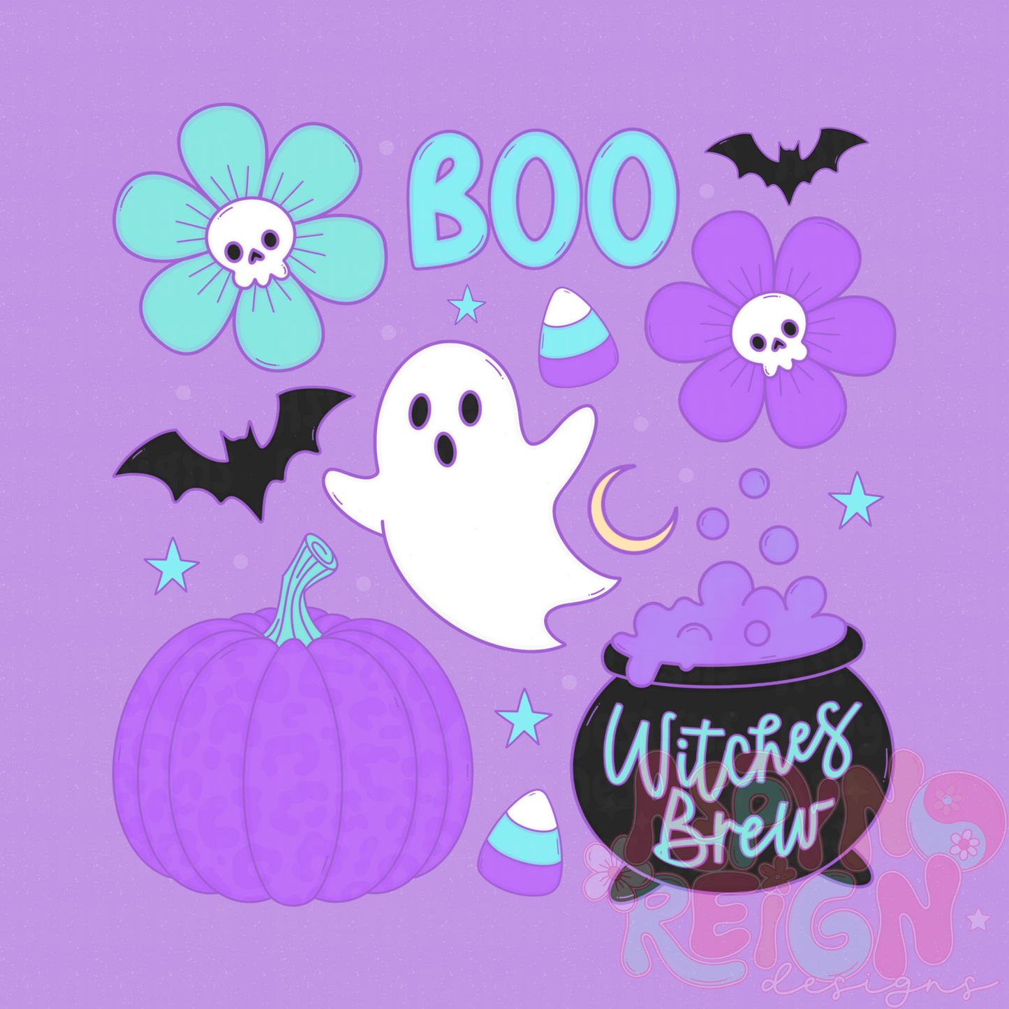 Blue & Purple Cutesy Halloween | PNG