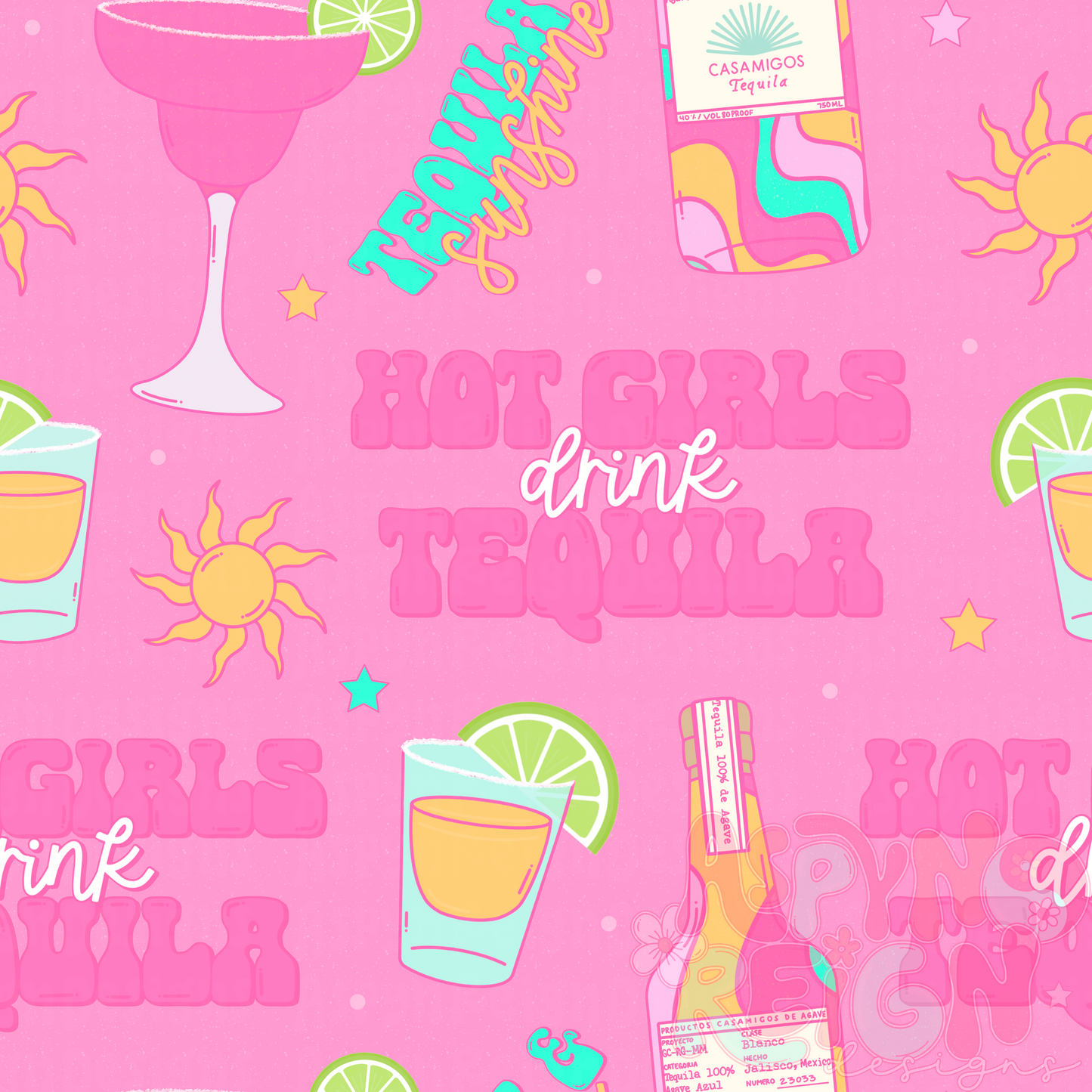Hot Girls Drink Tequila | Pink Background
