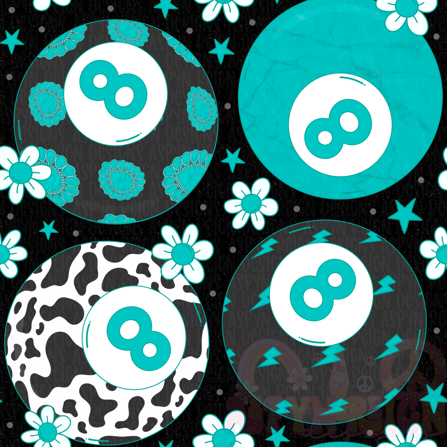 Western 8 Balls | Black Background