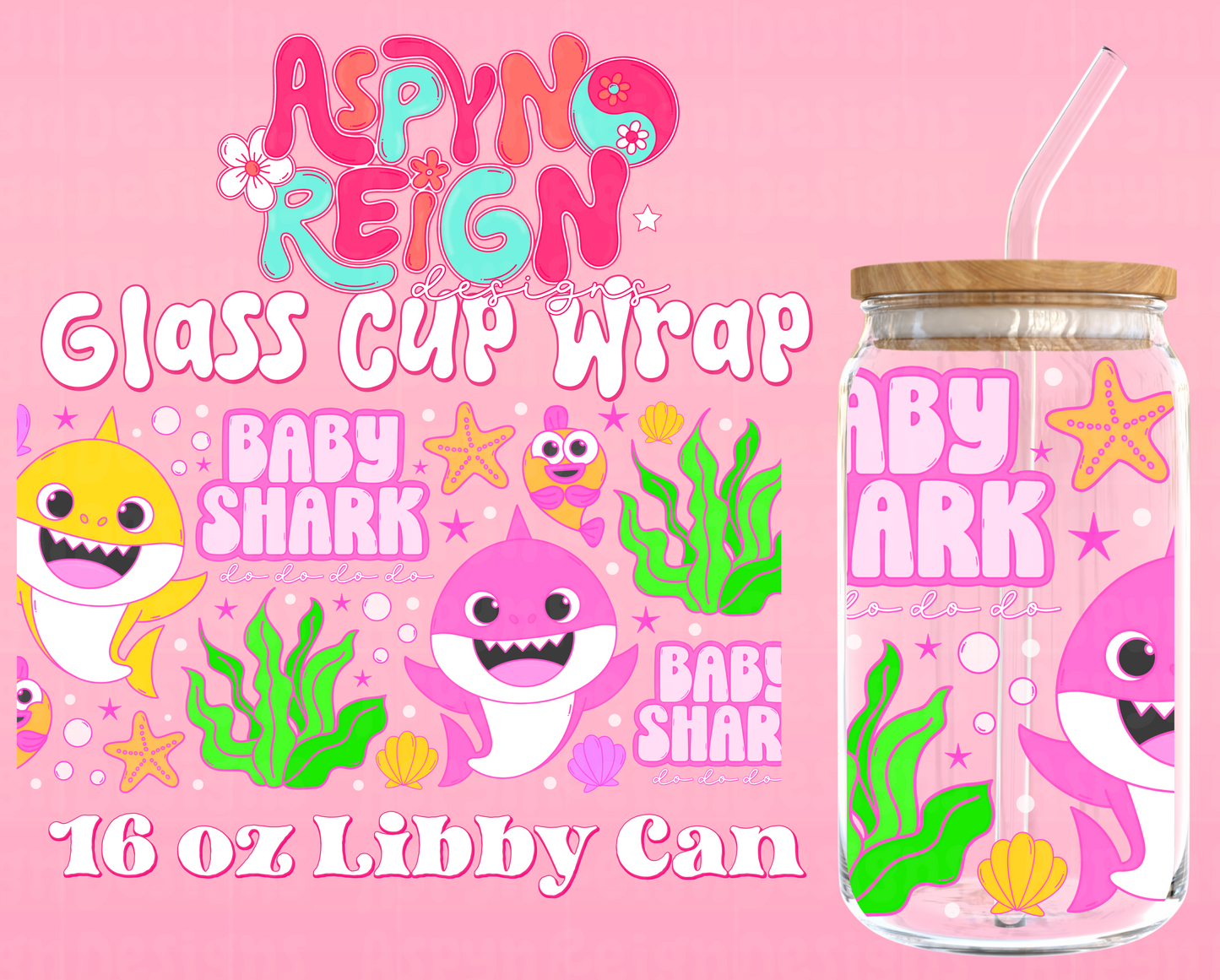 Baby Shark | 16 oz Libbey Cup Wrap PNG