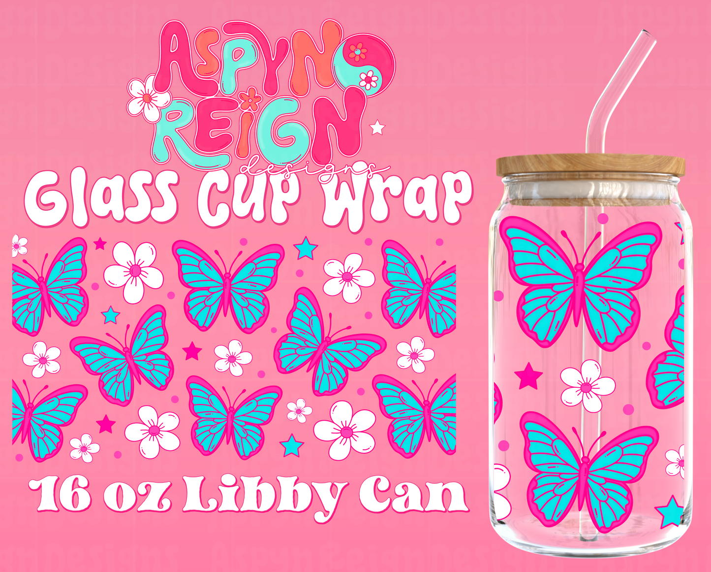 Butterflies | 16 oz Libbey Cup Wrap PNG