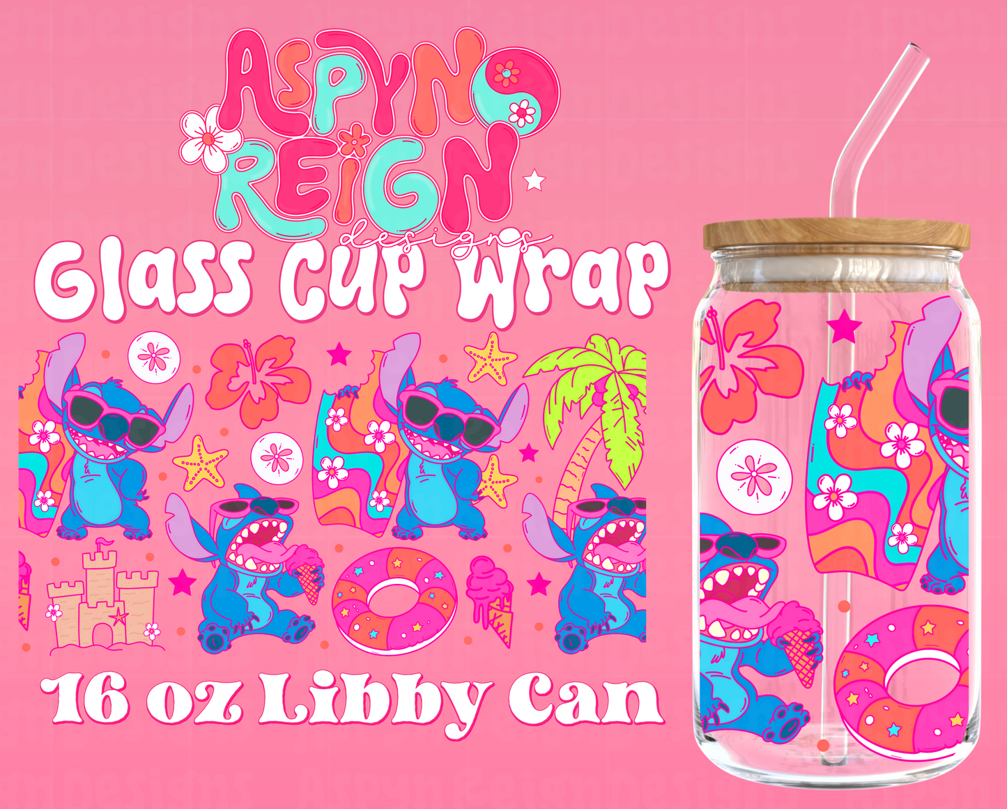 Girly Summer 626 | 16 oz Libbey Cup Wrap PNG
