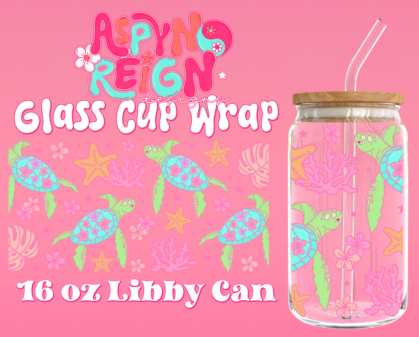 Sea Turtles | 16 oz Libbey Cup Wrap PNG