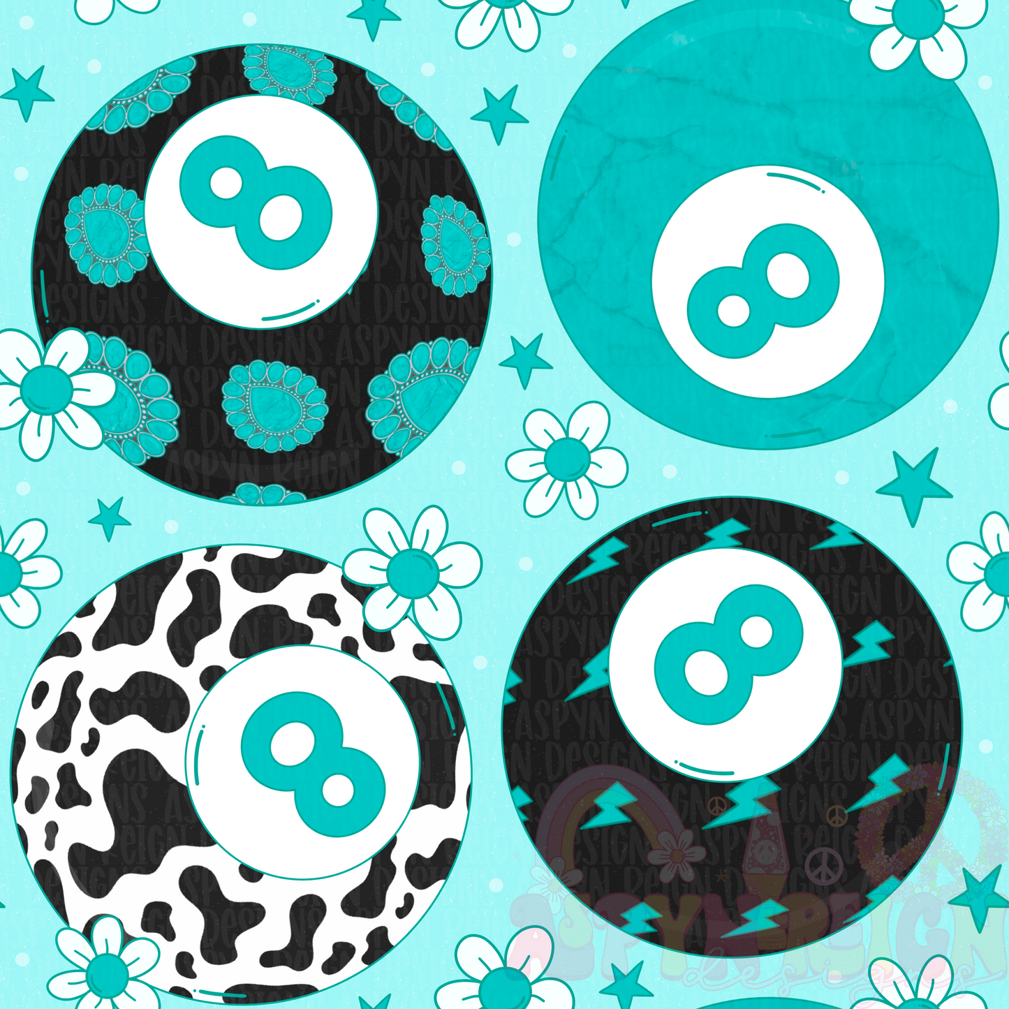 Western 8 Balls | Blue Background