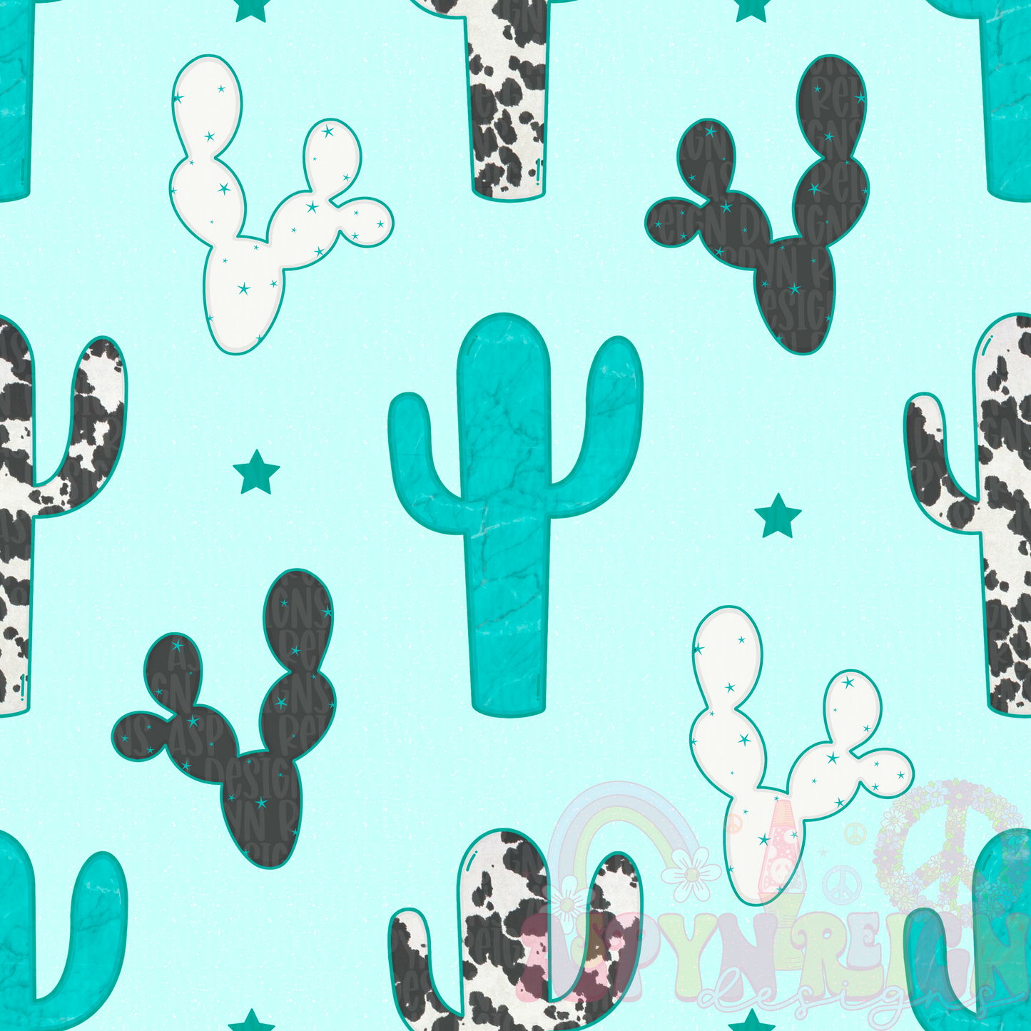 Western Cactus | Light Blue Background