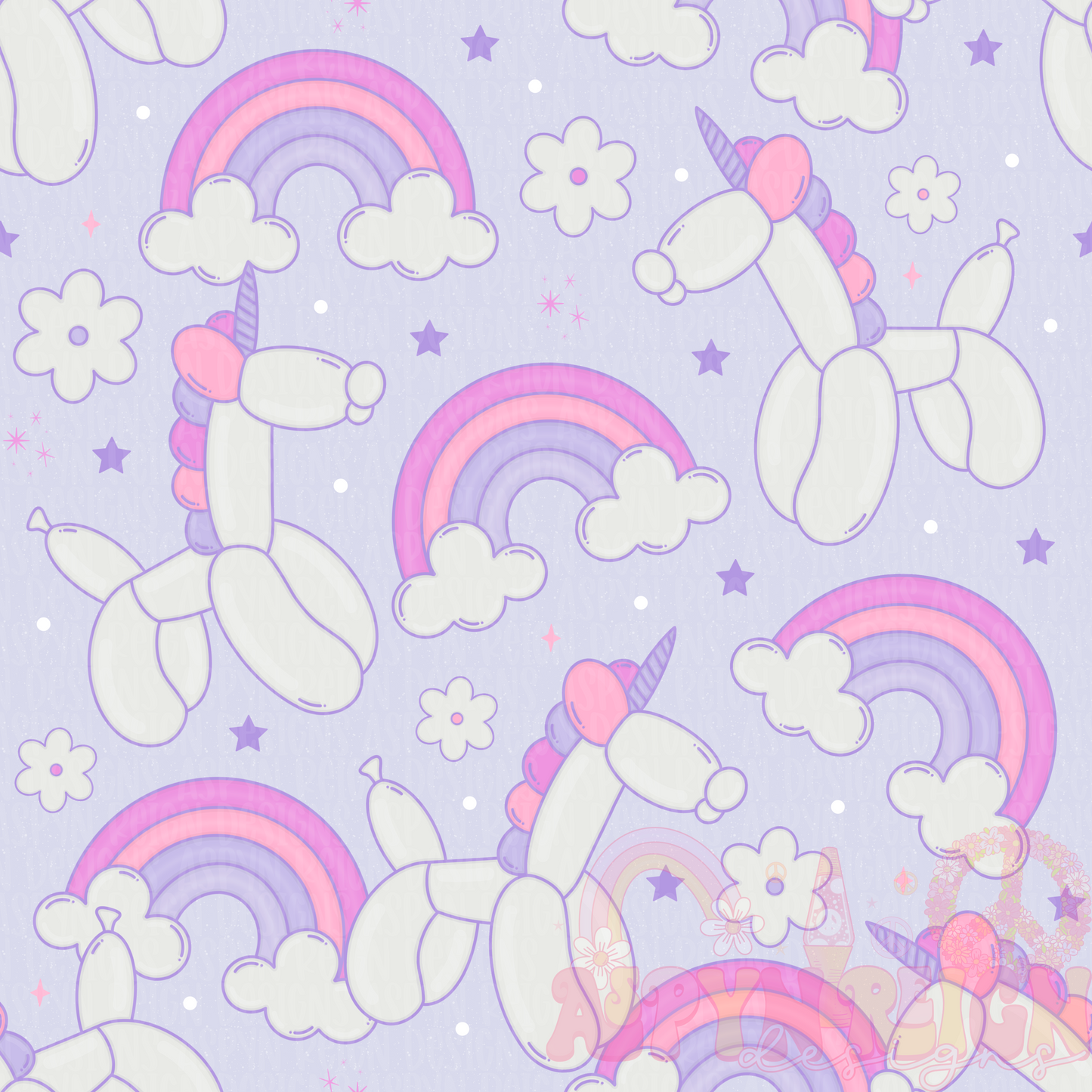 Unicorn Balloon Animals | Purple Background