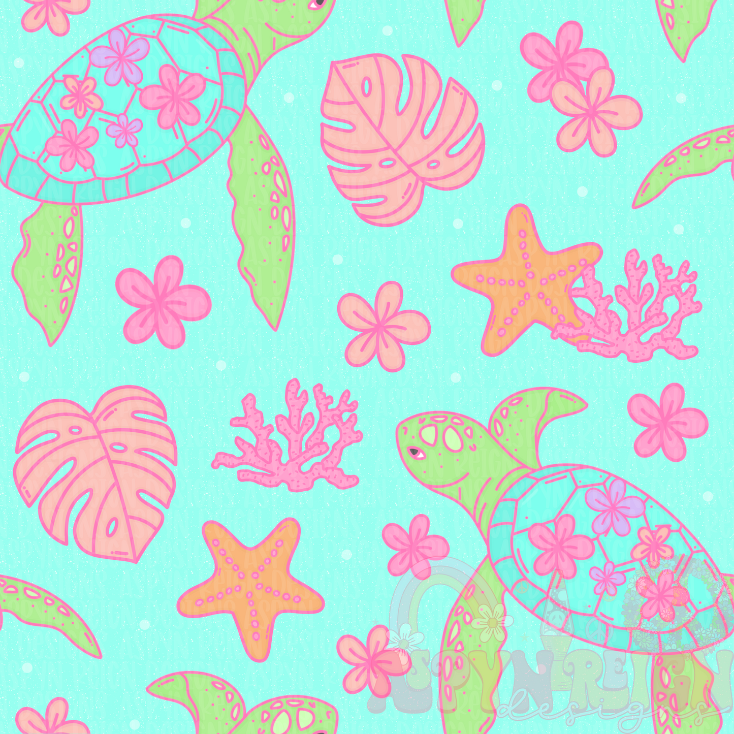 Sea Turtles | Blue Background