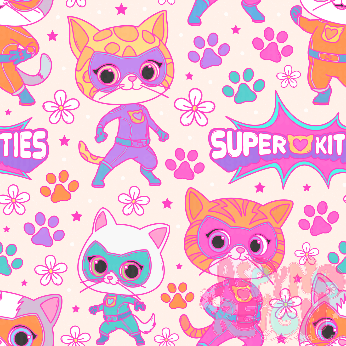 Super Kitties | Beige Background