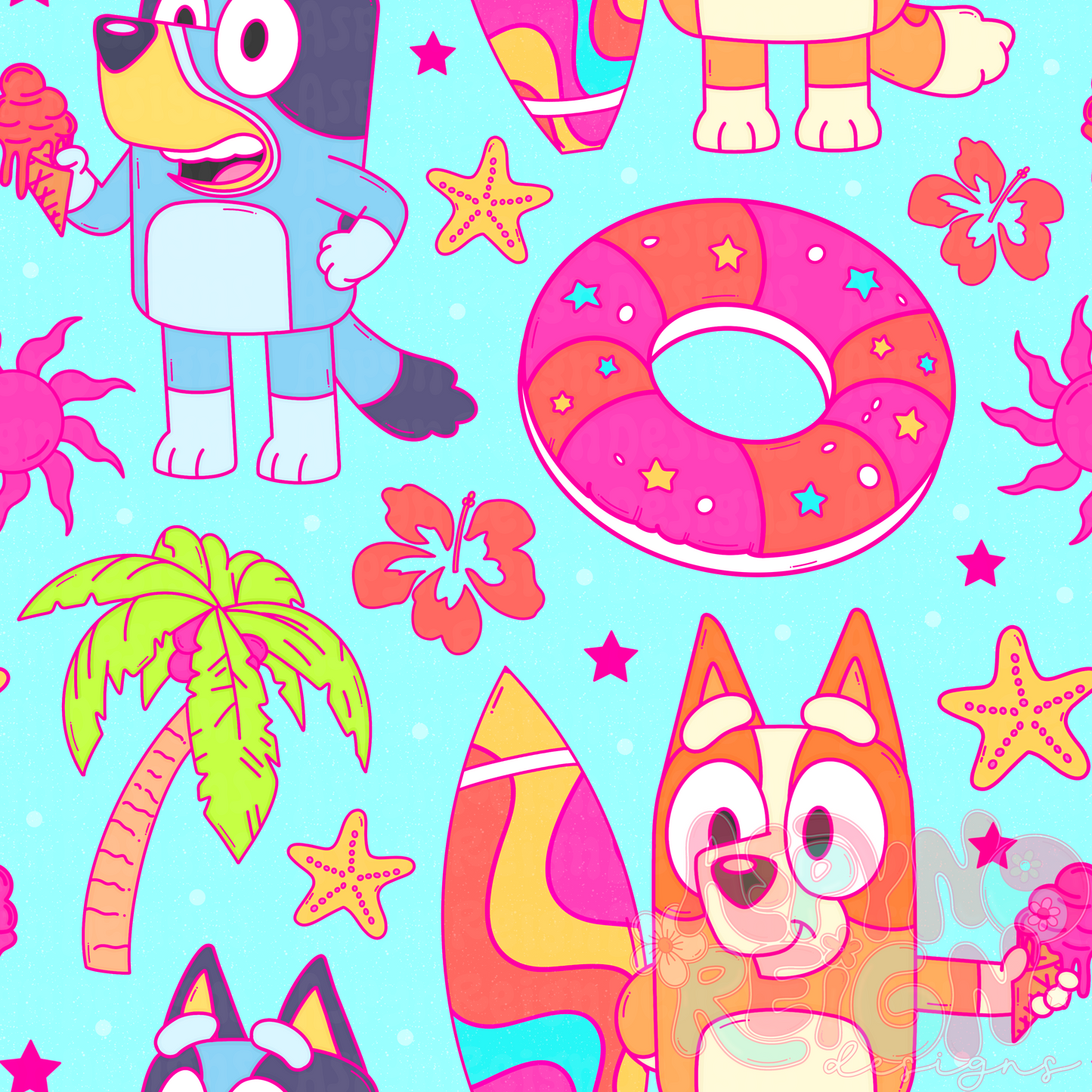 Heeler Summer | Blue Background