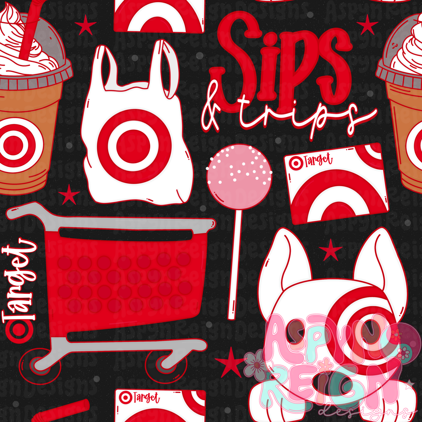 Sips & Trips | Black Background