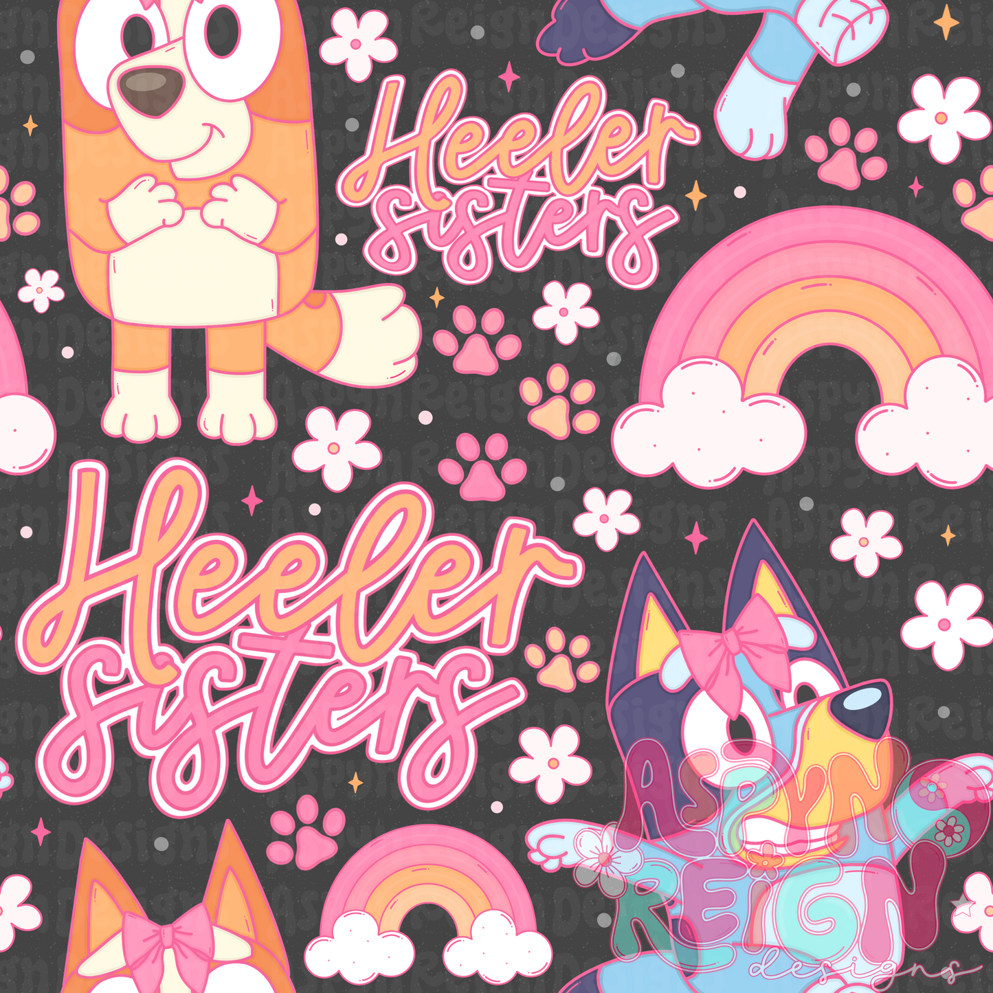 Heeler Sisters | Black Background