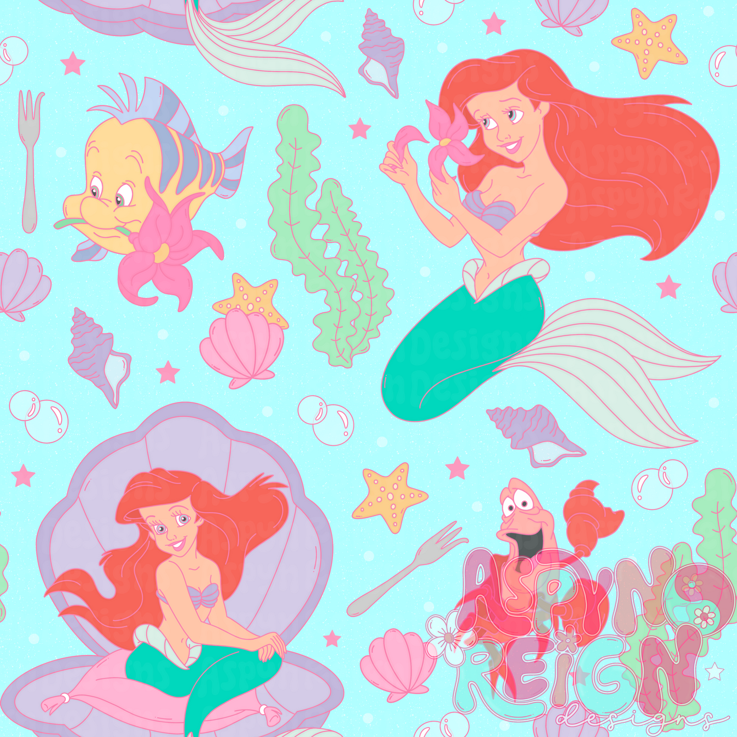 Mermaid & Friends | Light Blue Background