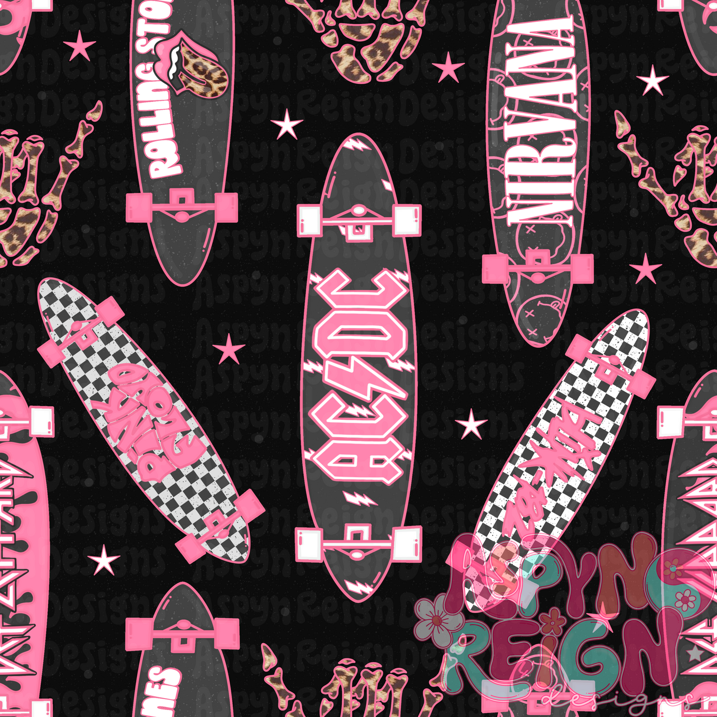 Girly Band Boards | Black Background