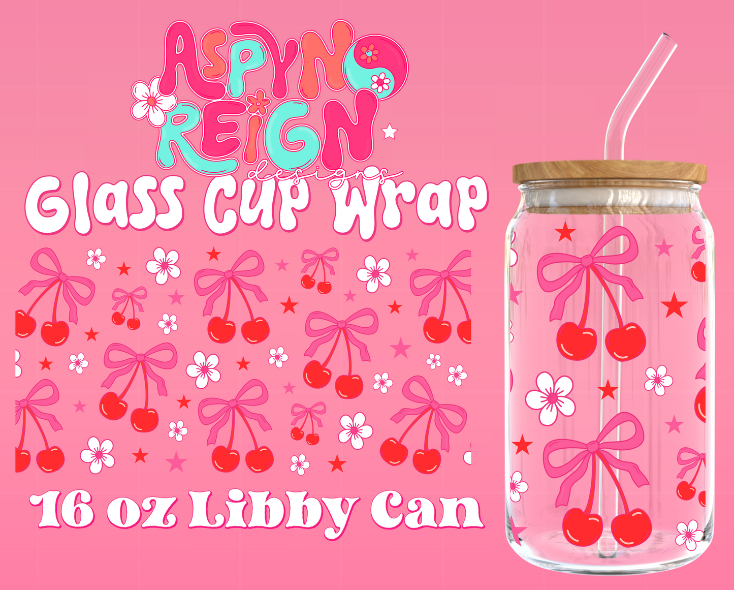 Cherries | 16 oz Libbey Cup Wrap PNG