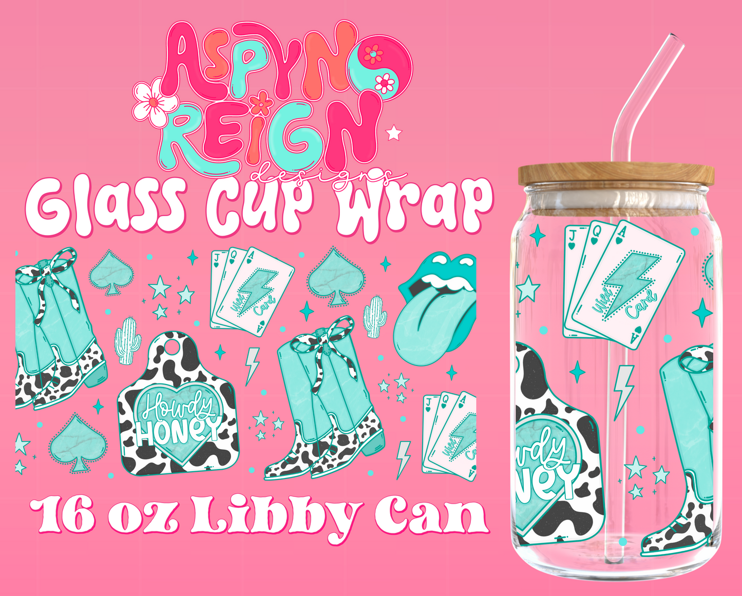 Howdy Honey | 16 oz Libbey Cup Wrap PNG