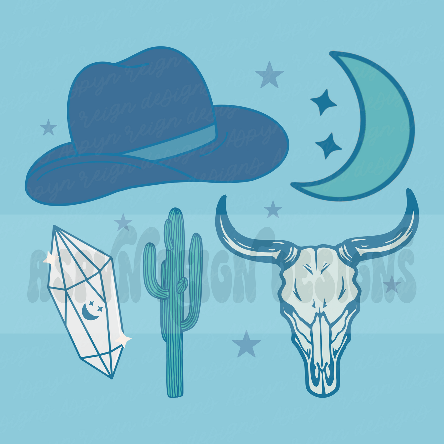 Blue Western Boho | PNG