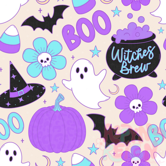 Blue & Purple Cutesy Halloween | Beige Background