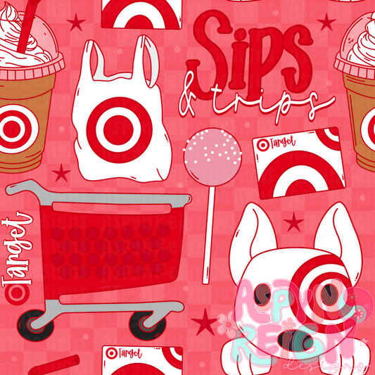 Sips & Trips | Red Checkered Background