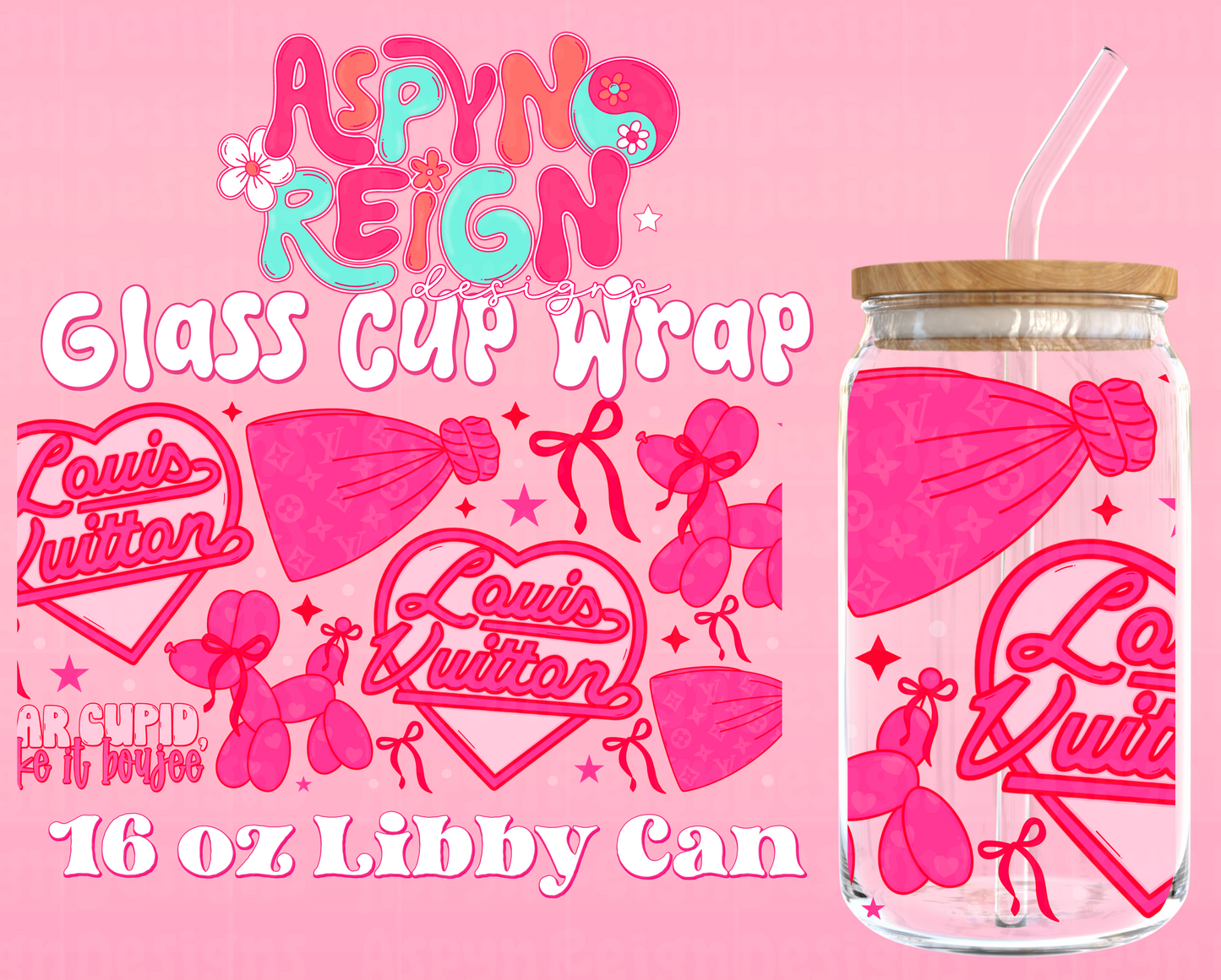 Boujee VDay | 16 oz Libbey Cup Wrap PNG