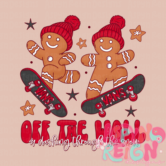 Skating Gingerbread Men - PNG