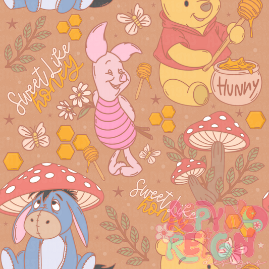 Cottagecore Pooh | Tan Background
