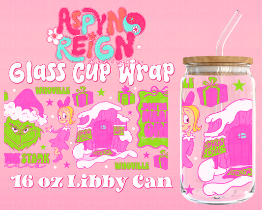 Girly Green Guy | 16 oz Libbey Cup Wrap PNG