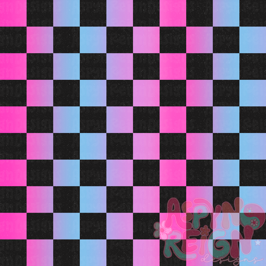 Blue & Pink Skeleton Flowers | Ombre Checkered + Stripes Bundle