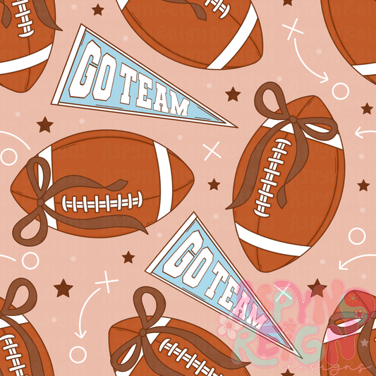 Footballs w bows | Tan Background