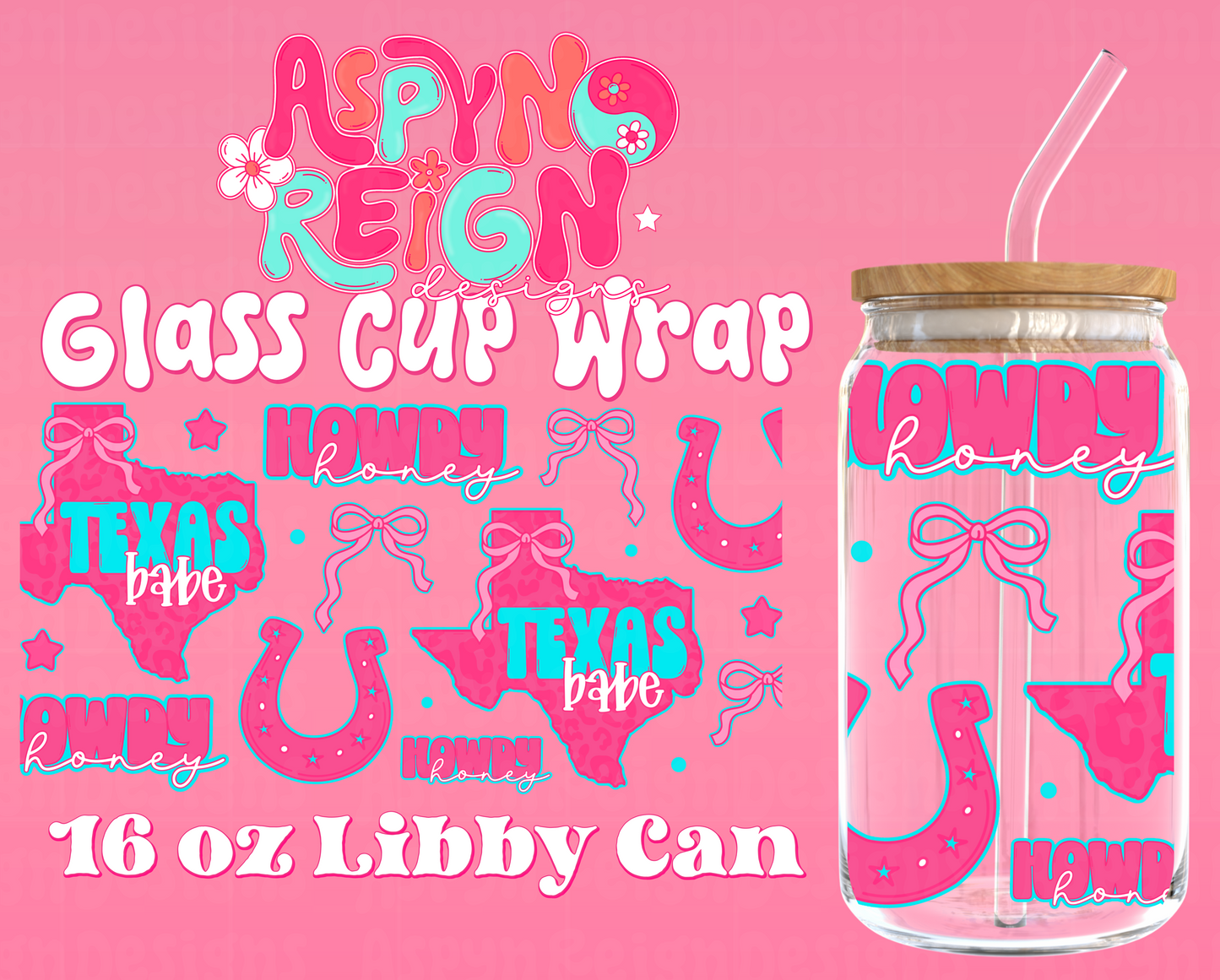 Texas Babe | 16 oz Libbey Cup Wrap PNG