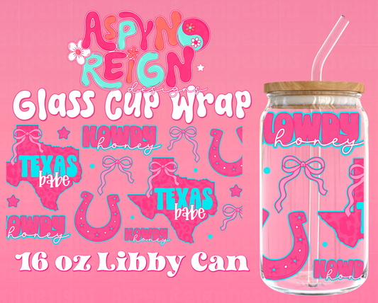 Texas Babe | 16 oz Libbey Cup Wrap PNG
