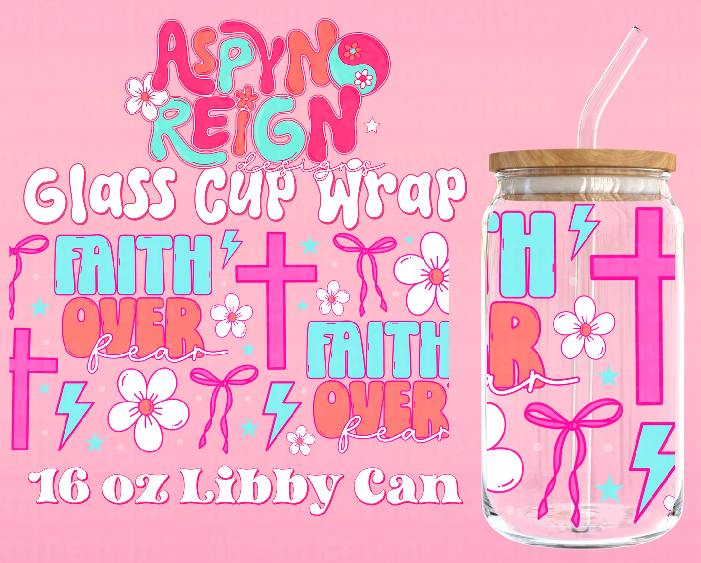 Faith over Fear | 16 oz Libbey Cup Wrap PNG