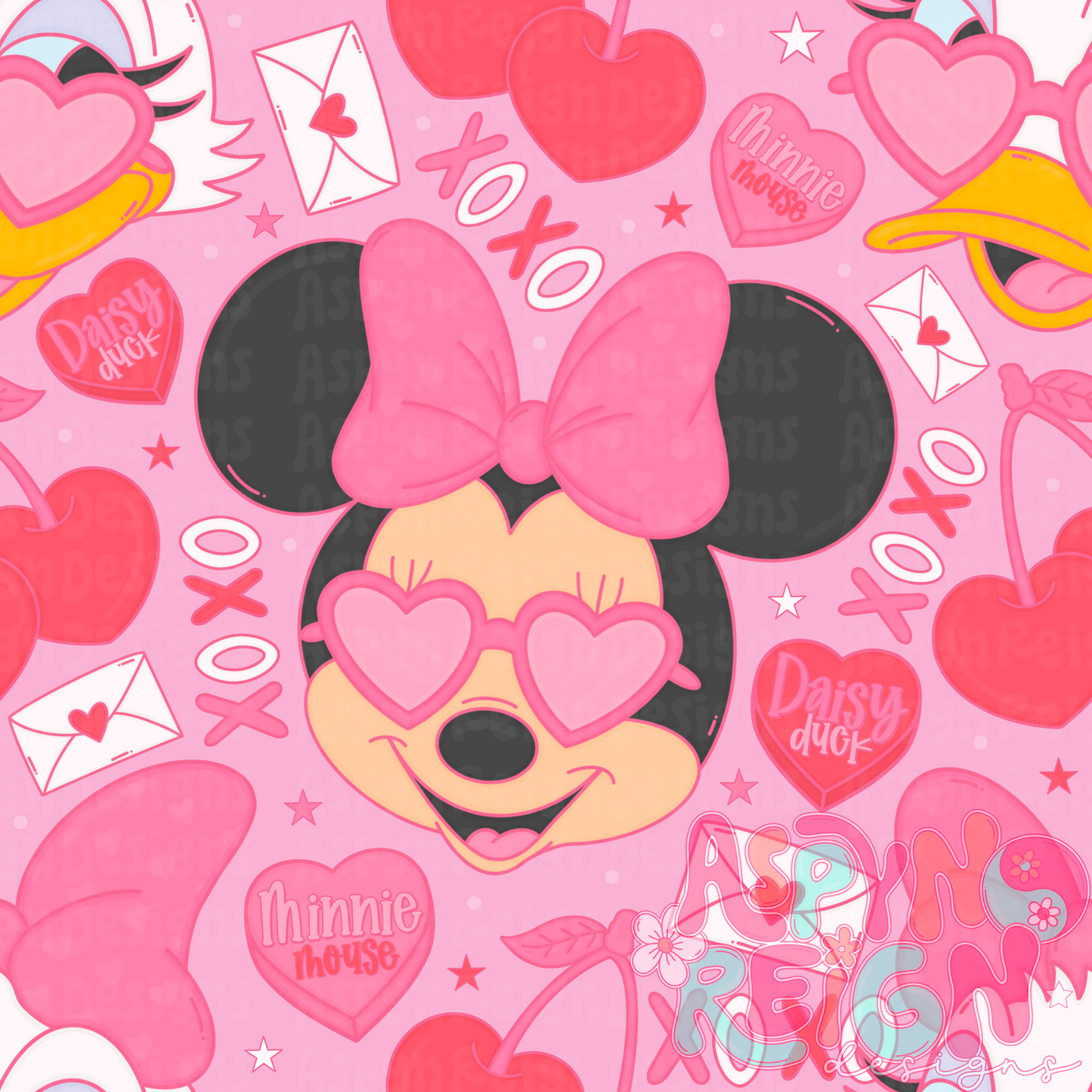 Mouse/Duck VDay | Solid Pink Background