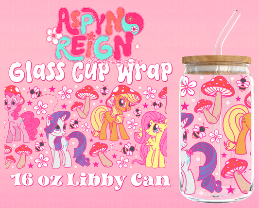 Cottagecore Ponies | 16 oz Libbey Cup Wrap PNG