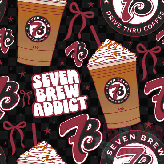 7B Coffee | Black Checkered Background