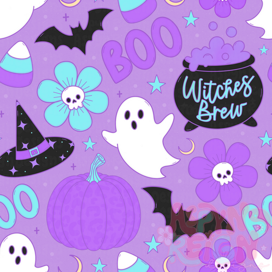 Blue & Purple Cutesy Halloween | Purple Background