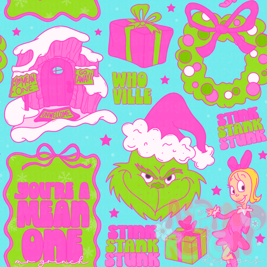 Girly Green Guy | Blue Background