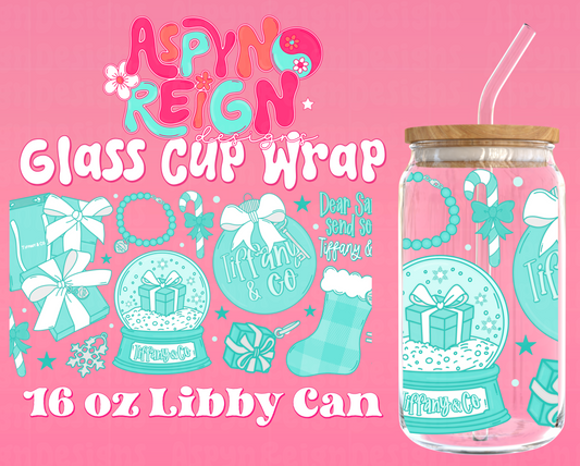Blue Box Christmas | 16 oz Libbey Cup Wrap PNG