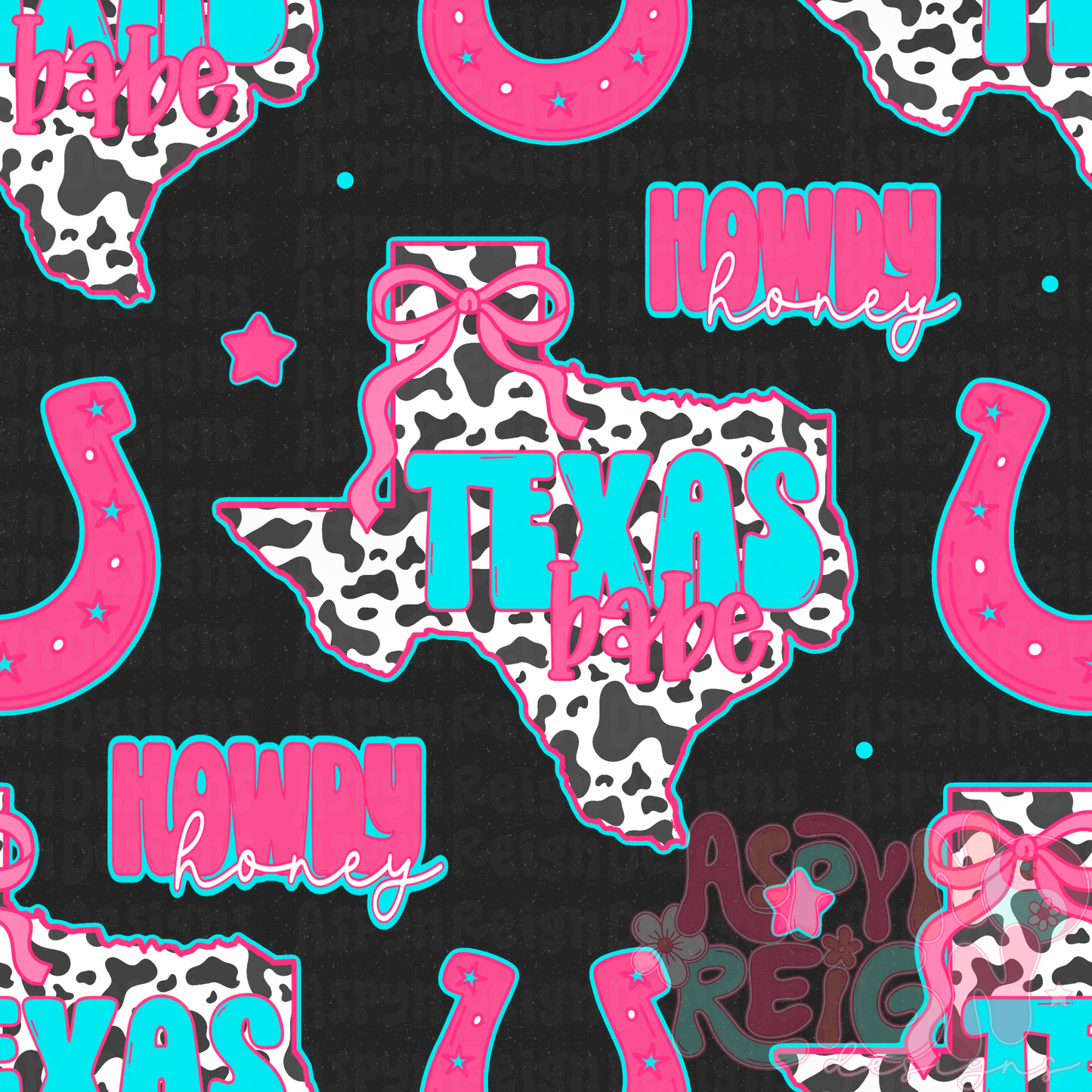 Cow Print Texas Babe | Black Background